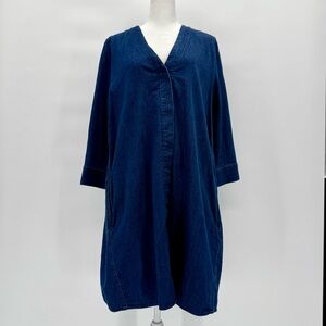 COS Womens Mini Shift Dress Size 8‎ Denim Long Sleeve Minimalist Clean Basic